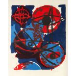 E.W. Nay. Farblitho 1964 - 1 (Rot aus Blau). 1964. Farblithographie. Signiert. Ex. 8/65. Gabler 71.