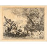 Giovanni Domenico Tiepolo. Die heilige Familie auf der Flucht überquert den See. Um 1750. Radierung.