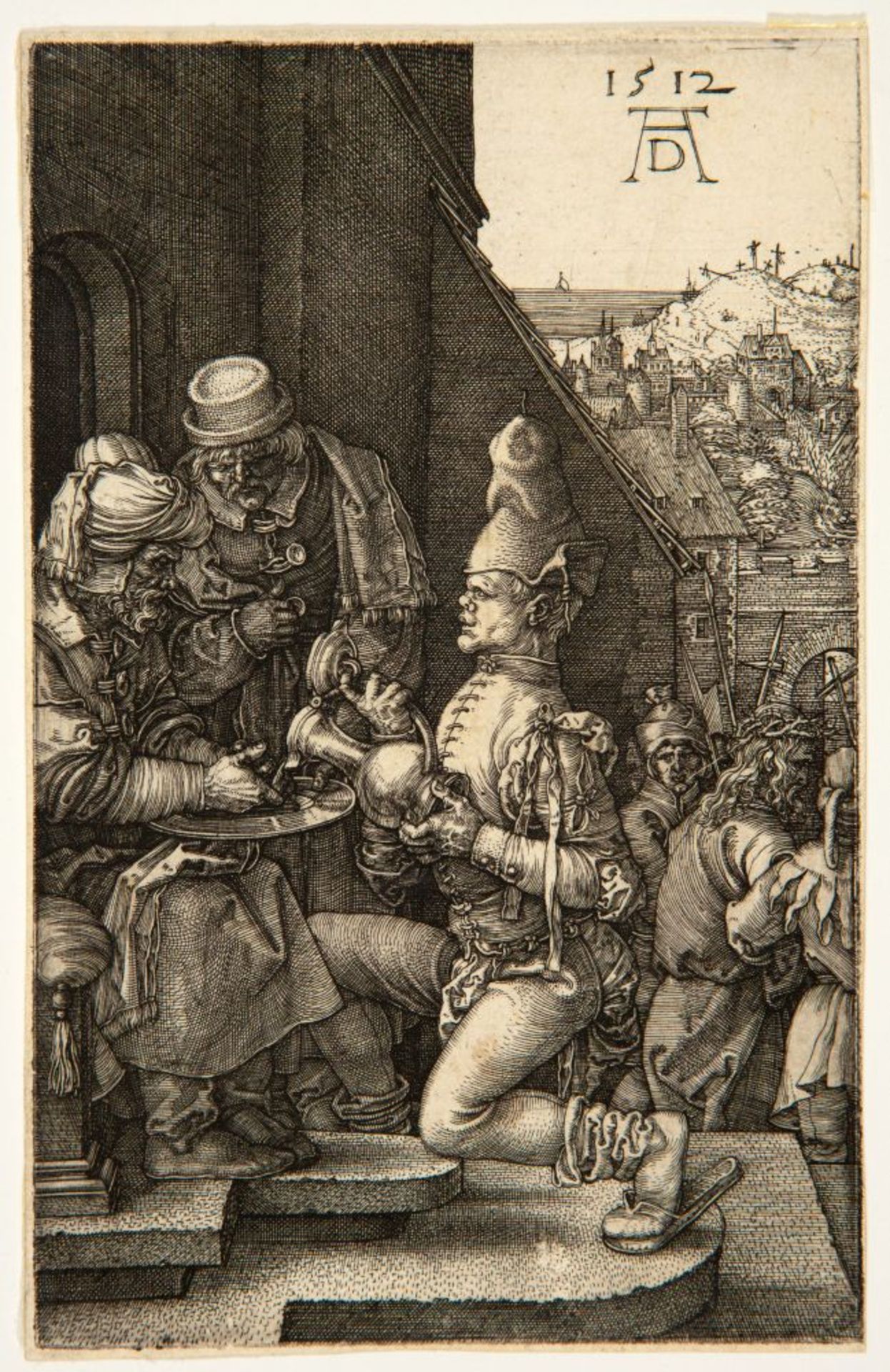 Albrecht Dürer. Pilatus wäscht sich die Hände (aus der kleinen Kupferstichpassion), 1512. Kupferstic
