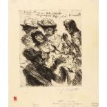 Lovis Corinth. Wallensteins Lager. 1922/23. Mappe mit 6 Blatt Radierungen auf Pergament. Ex. 1/20. M