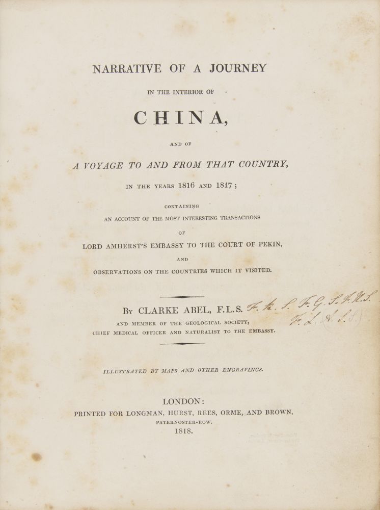 C. Abel, Narrative of a journey in the interior of China. Ldn 1818. - Image 2 of 4