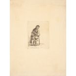 Rembrandt. Alte Bettlerin, auf einen Stock gelehnt. 1646. Radierung. NH 229 V; B. 170.