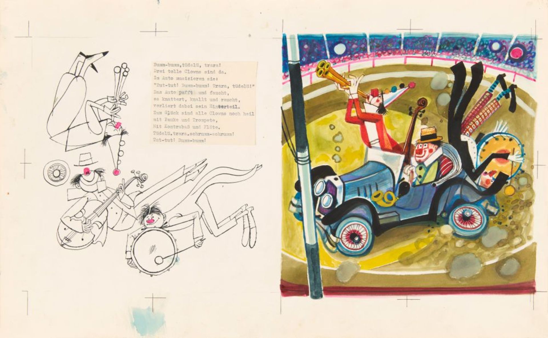 W. Krumbach / E. Gürtzig, Teddy im Zirkus. Originalentwürfe. Um 1965. - Image 4 of 4