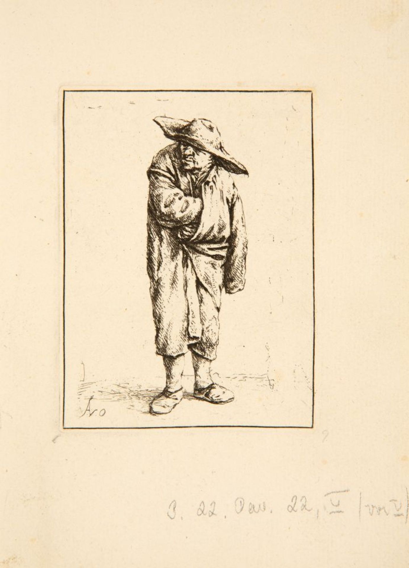 Adriaen van Ostade. Der Bauer mit den Händen auf dem Rücken / Der Bauer im Mantel. 2 Blatt Radierung - Image 2 of 2