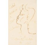 Jean Cocteau. Salut amical à Max Niehaus. 1960. Filzstift. Signiert.