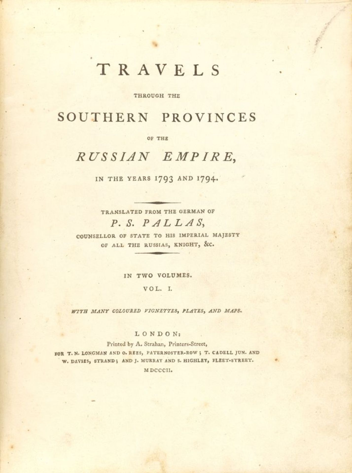 P. S. Pallas, Travels through the southern provinces of the Russian Empire. 2 Bde. 1802-03. - Image 2 of 3