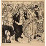 Thomas Theodor Heine. Maskenball. Tusche und Deckweiß. Monogrammiert und signiert.