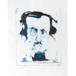 Horst Janssen. Edgar Allan Poe. 1986. Farblithographie. Signiert. Andruck.
