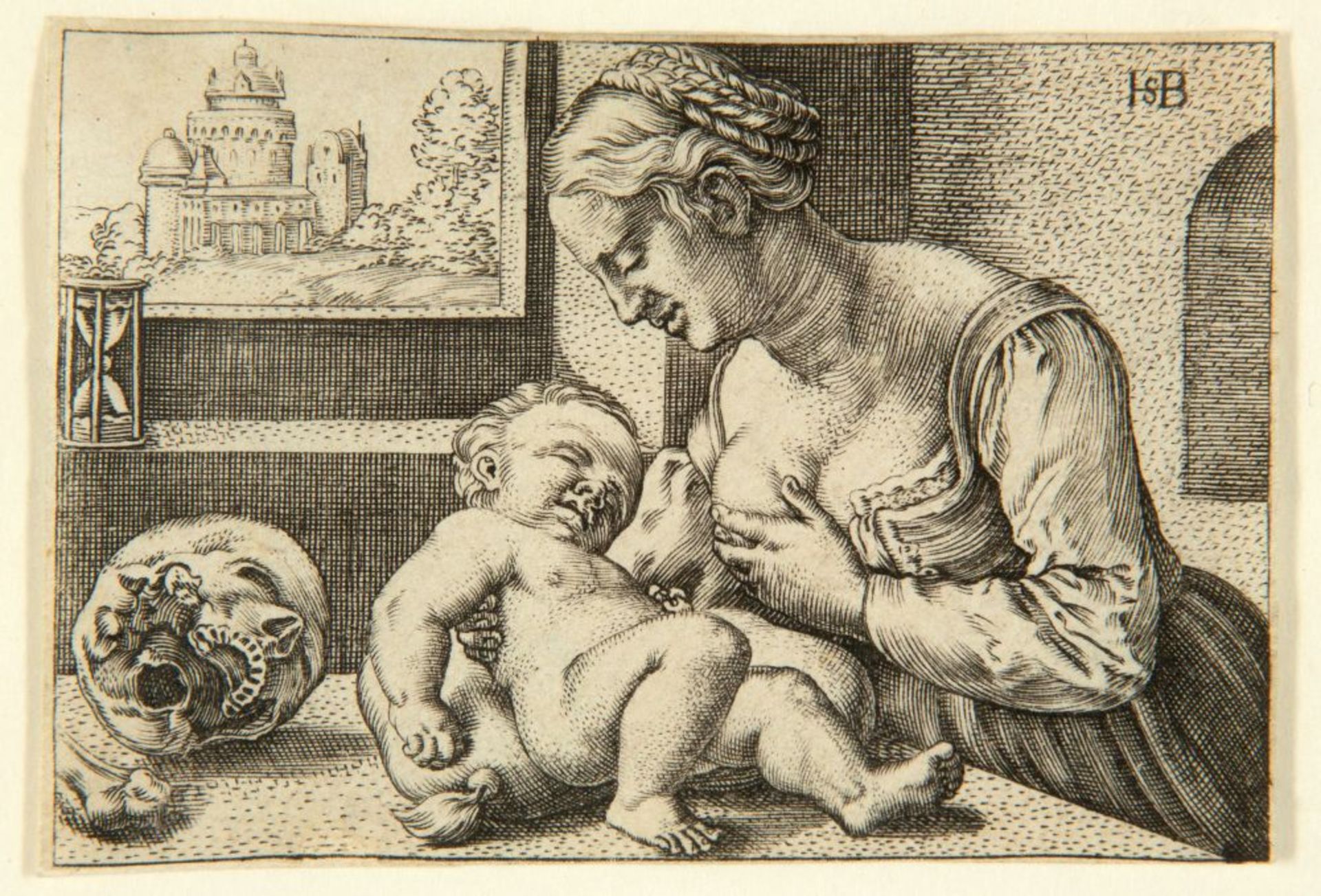 Barthel Beham, nach. Die Jungfrau mit dem Totenkopf. Um 1530. Kupferstich. P. 1358; NH 38, C a, mit