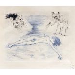 Salvador Dalí. Narziß (aus: Mythologie). 1963-65. Heliogravüre mit Radierung. Signiert. Ex. E.A. M/L