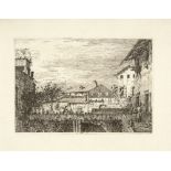 Antonio Canal, gen. Canaletto. La Terrasse. Um 1741. Radierung. V. 21; Br. 24, II (von 3).