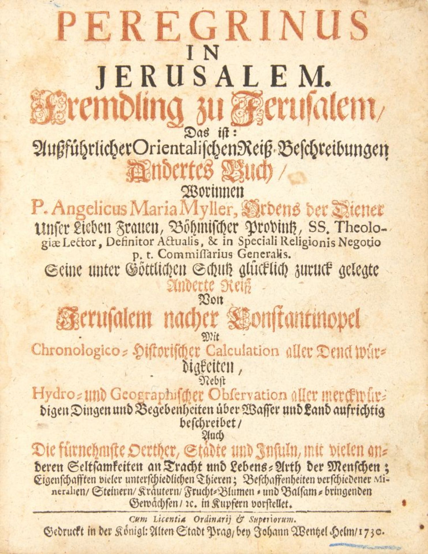 A. M. Myller, Peregrinus in Jerusalem. Prag 1730. - Image 2 of 3