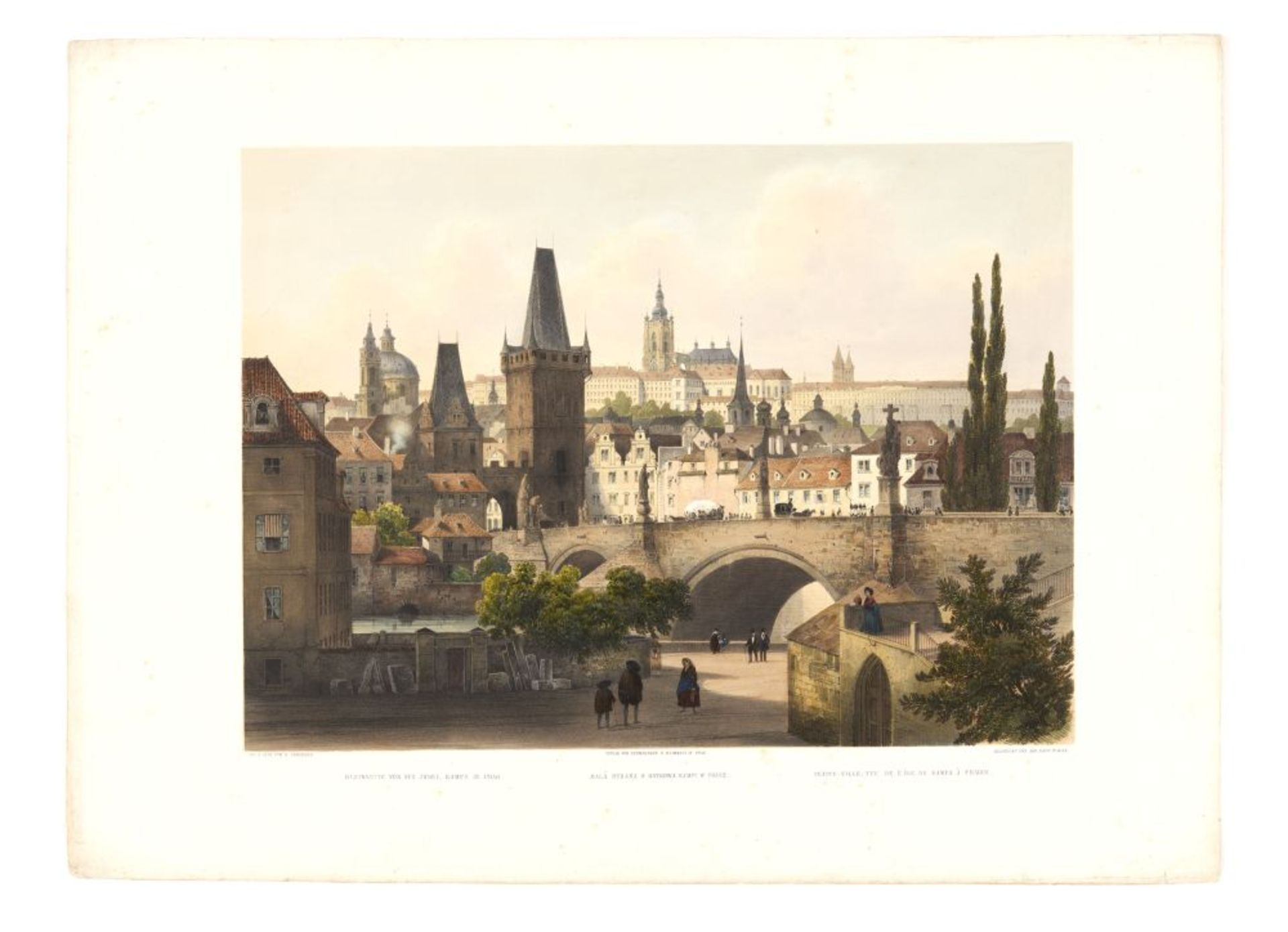 Prag. - 6 kolor. lithogr. Ansichten von F. J. X. Sandmann. Wien, um 1845. Mit Widmungsbl. in Ln.-Map - Image 3 of 6