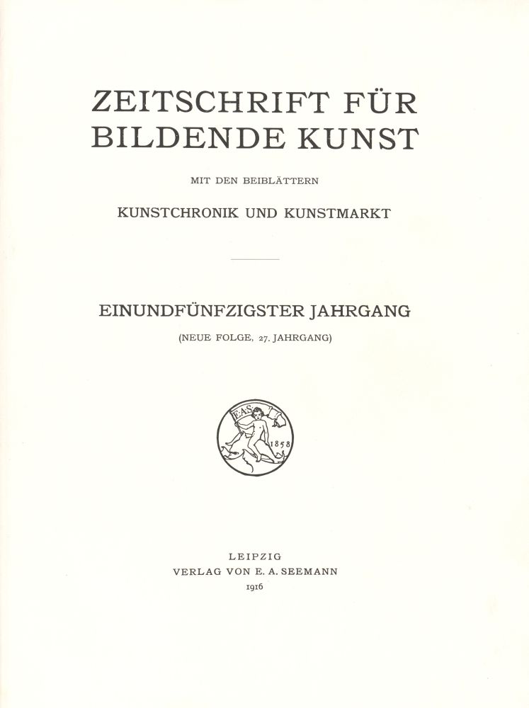 Zeitschrift für Bildende Kunst. 27.-30. Jg. (1916-19). 4 Bde. - Image 2 of 3