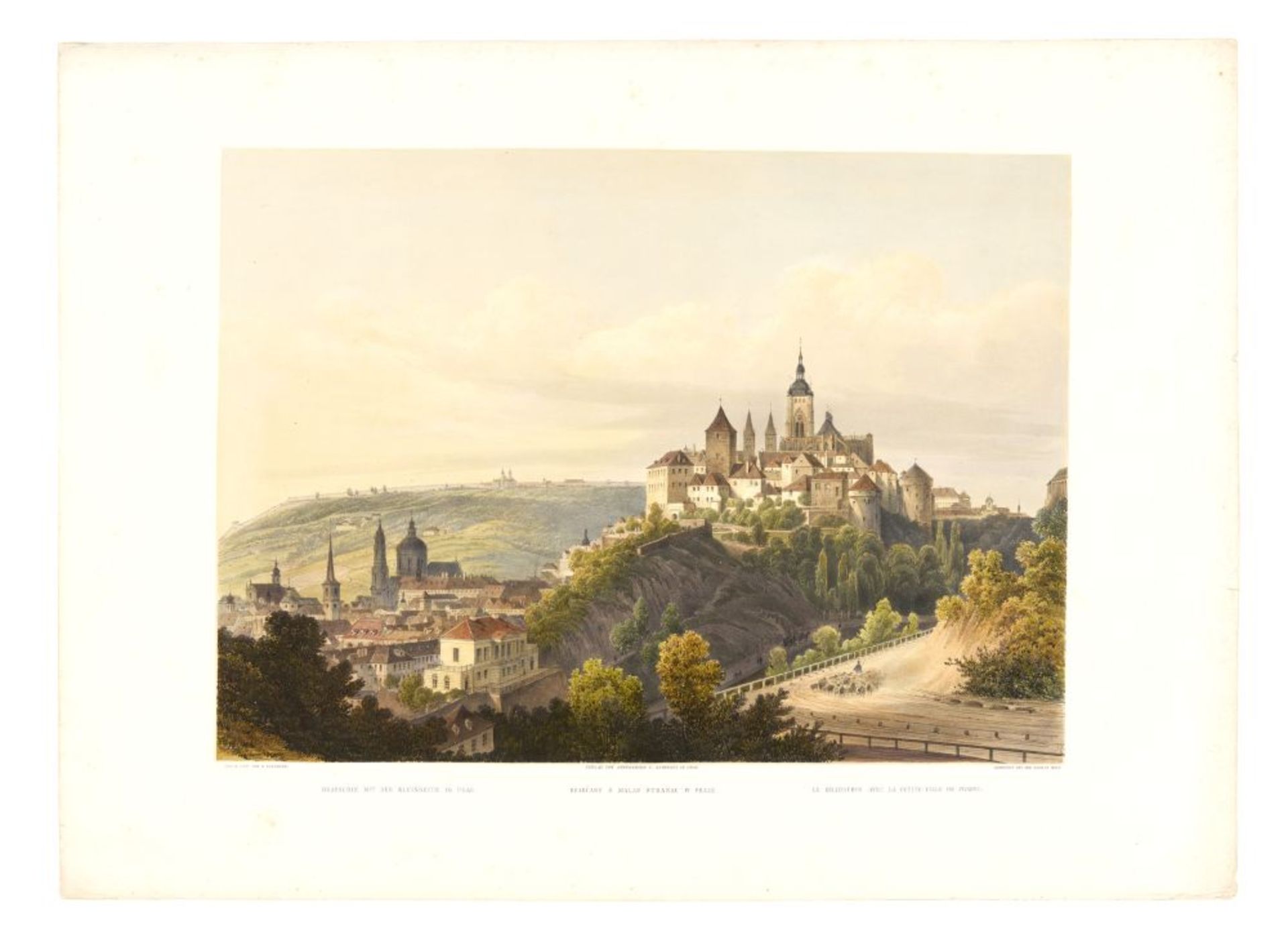 Prag. - 6 kolor. lithogr. Ansichten von F. J. X. Sandmann. Wien, um 1845. Mit Widmungsbl. in Ln.-Map - Image 6 of 6