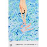 David Hockney. Diver (Olympische Spiele 1972) 1970. Farblithographie. Im Druck signiert.