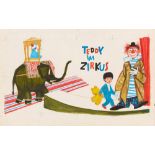 W. Krumbach / E. Gürtzig, Teddy im Zirkus. Originalentwürfe. Um 1965.