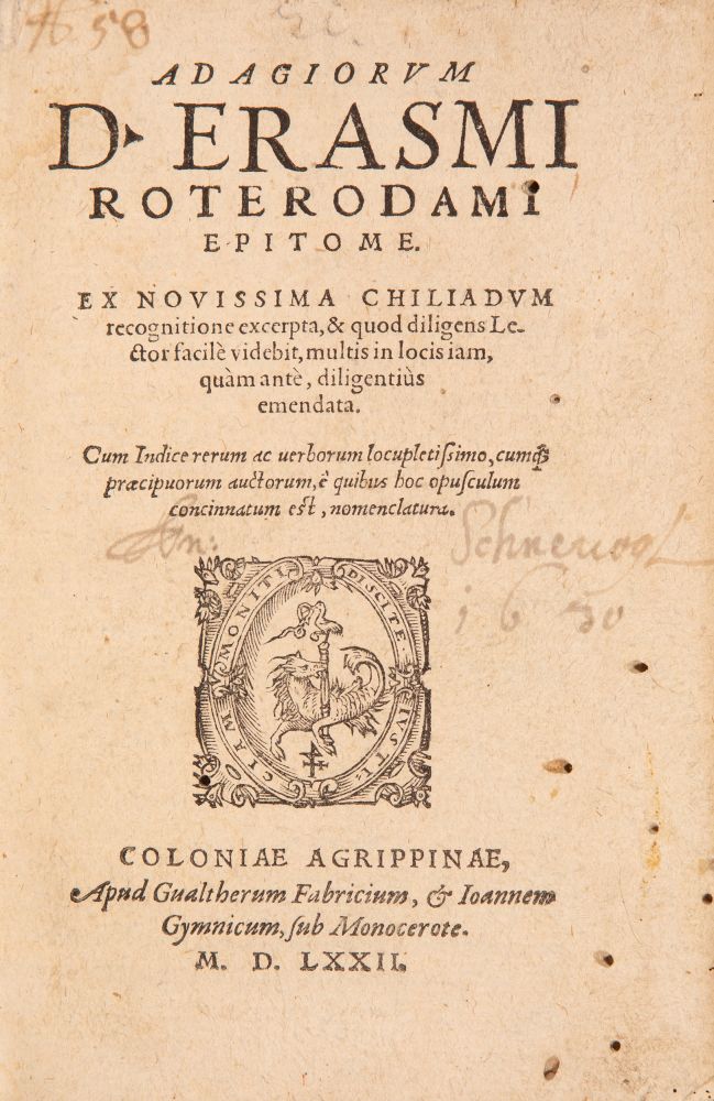 Erasmus von Rotterdam, Adagiorum. Köln 1572.