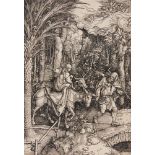Albrecht Dürer. Die Flucht nach Ägypten. Textausgabe 1511. Holzschnitt. Bartsch 89, Meder 201.