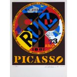 Robert Indiana. Picasso. (Aus: America's Hommage à Picasso) 1974. Farbserigraphie. Signiert. Ex. 11/