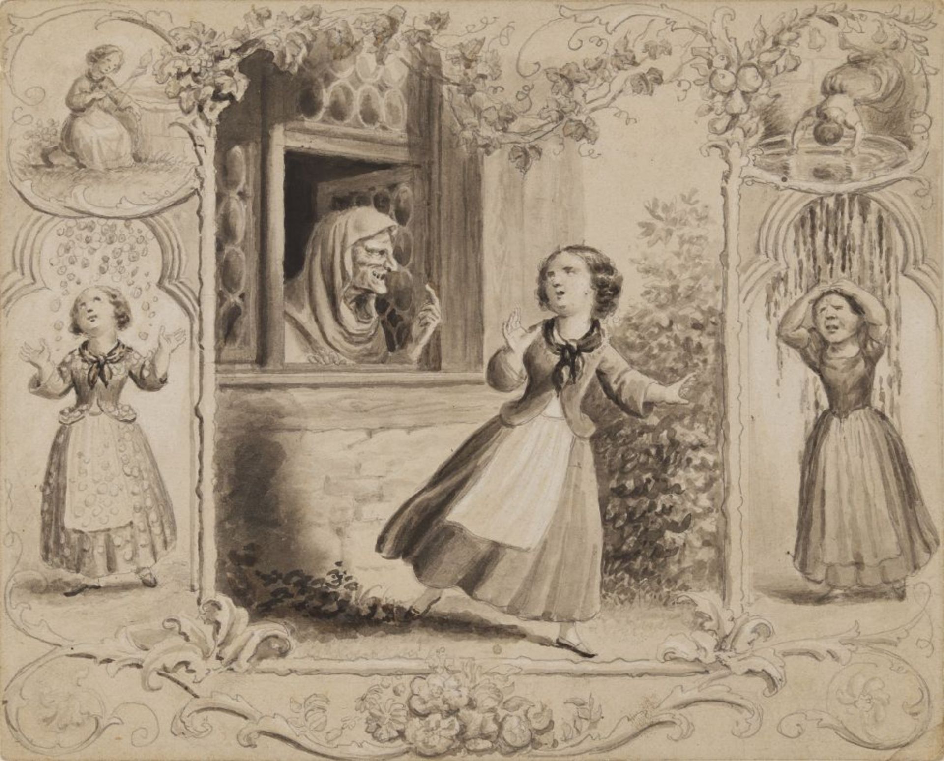 Peter Carl Geissler, 7 Bleistiftzeichnungen mit Märchenillustrationen. Um 1850. - Image 3 of 4