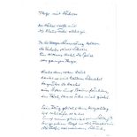 G. Eich. E. Gedicht m. U. "Tage mit Hähern"; o. O. u. Dat. Kl.-4°. 4 Strophen.