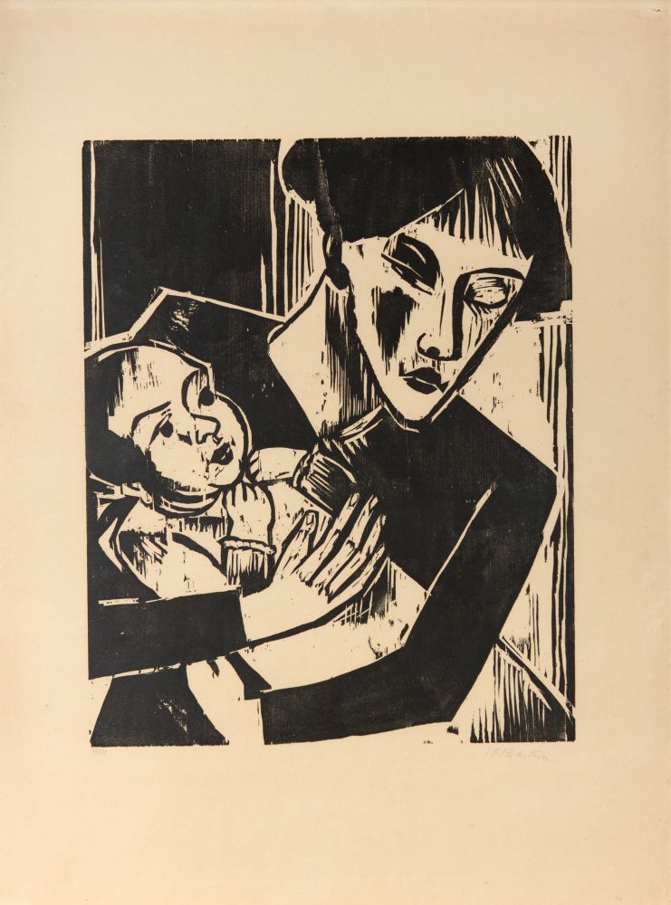 Max Pechstein. Einäugige Mutter. 1921. Holzschnitt. Signiert. Krüger H 255.