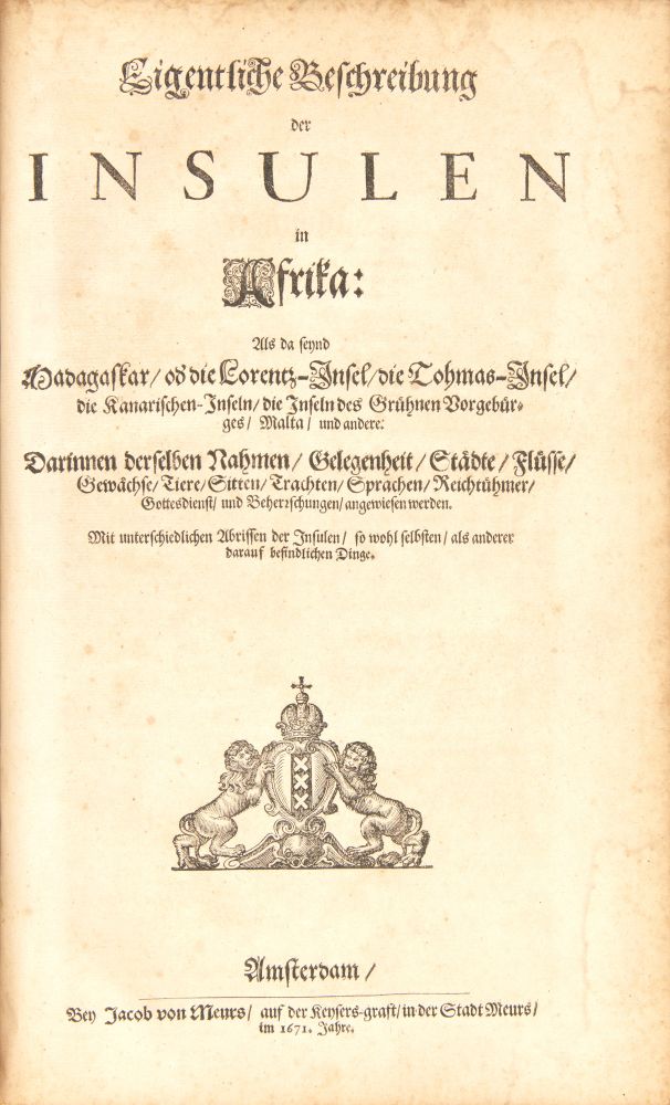 O. Dapper, Beschreibungen von Africa. 2 Tle. in 1 Bd. Amsterdam 1670. - Image 2 of 4