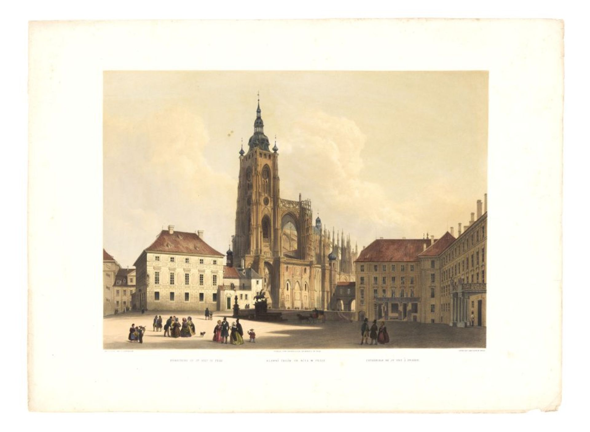 Prag. - 6 kolor. lithogr. Ansichten von F. J. X. Sandmann. Wien, um 1845. Mit Widmungsbl. in Ln.-Map - Image 5 of 6