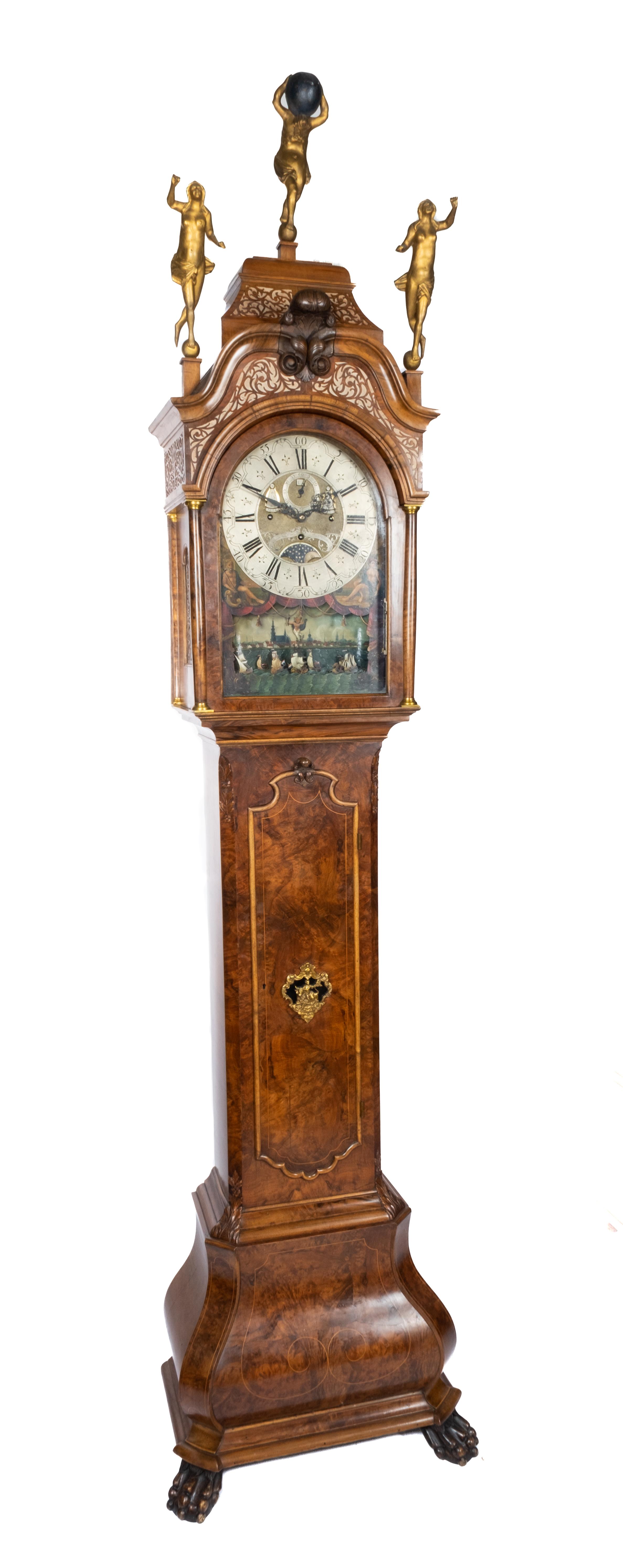 A Dutch burr-walnut longcase clock - Image 3 of 6