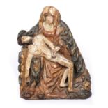 A Malines carved and polychrome painted oak group of the Pieta