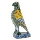 A Dutch polychrome Delft model of a parrot