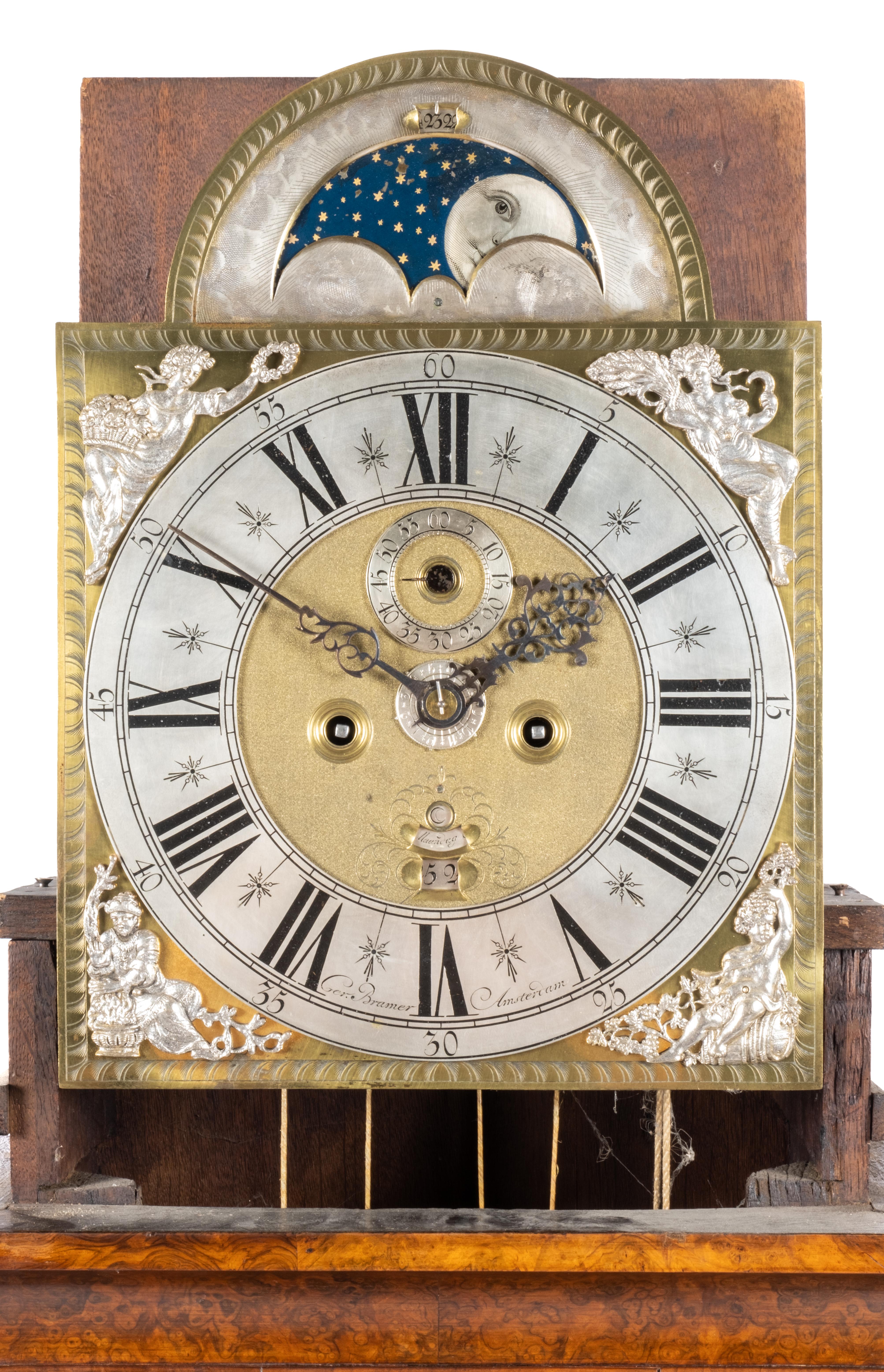 A Dutch burr-walnut longcase clock - Image 4 of 4