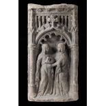 A French carved limestone relief with the Visitation