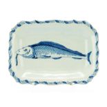 A Delft blue and white pottery herring dish