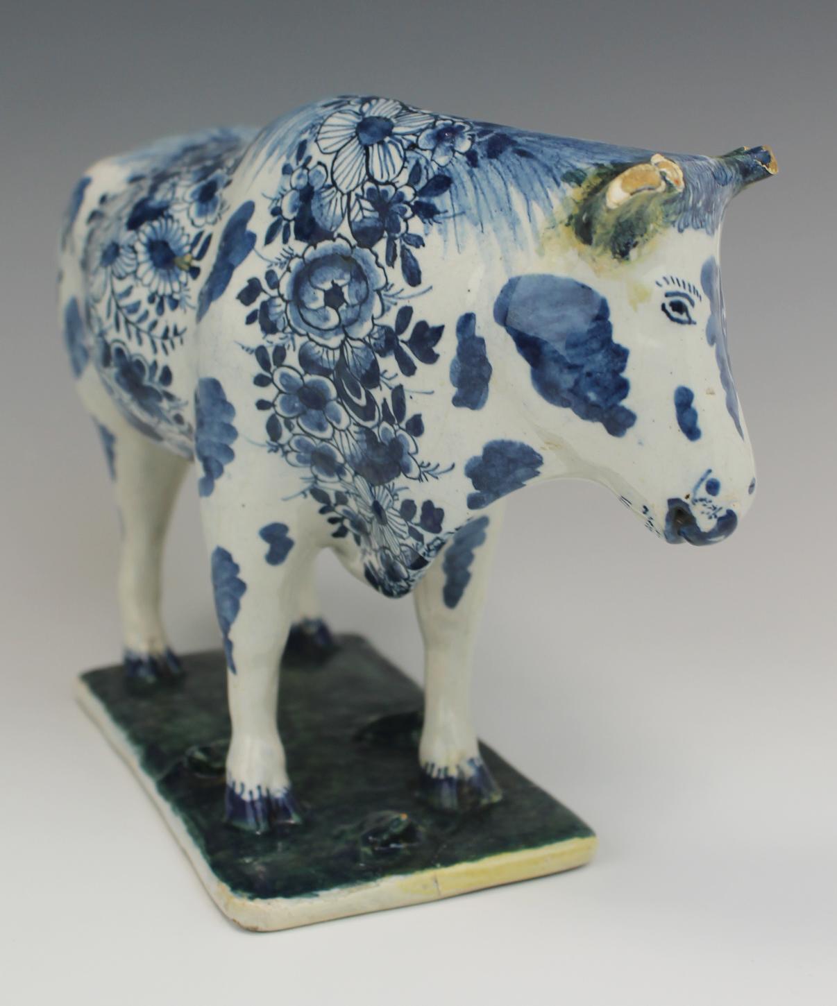 A group of Dutch Delft pottery including a rare bull - Image 15 of 34
