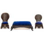 A group of Anglo-Indian carved hardwood seat furniture