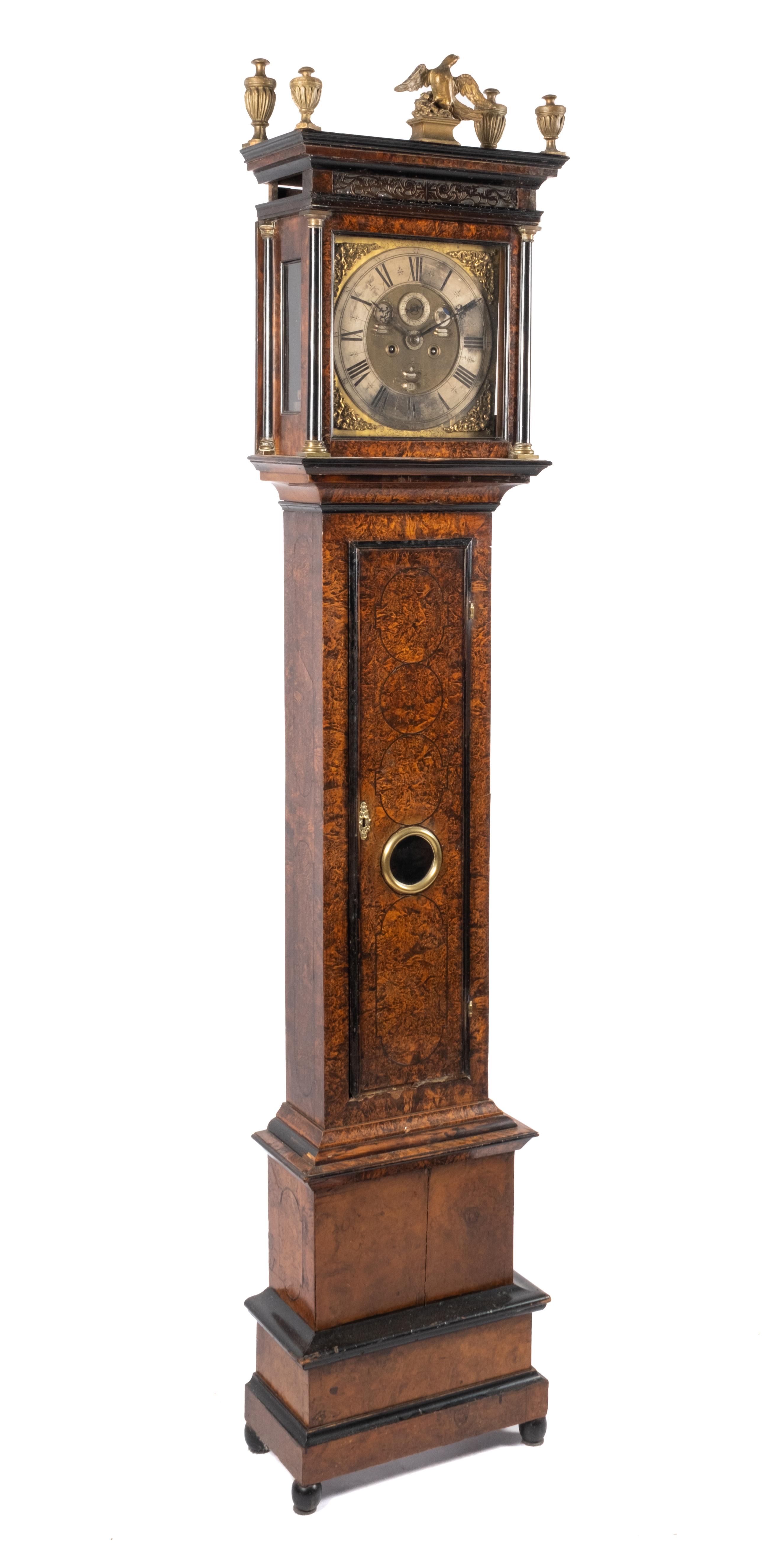 A Dutch burr-walnut and ebonised longcase clock - Image 2 of 4