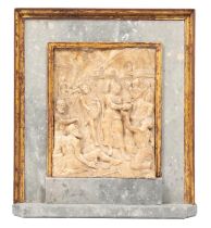A larger Malines carved alabaster relief 'Mercy'