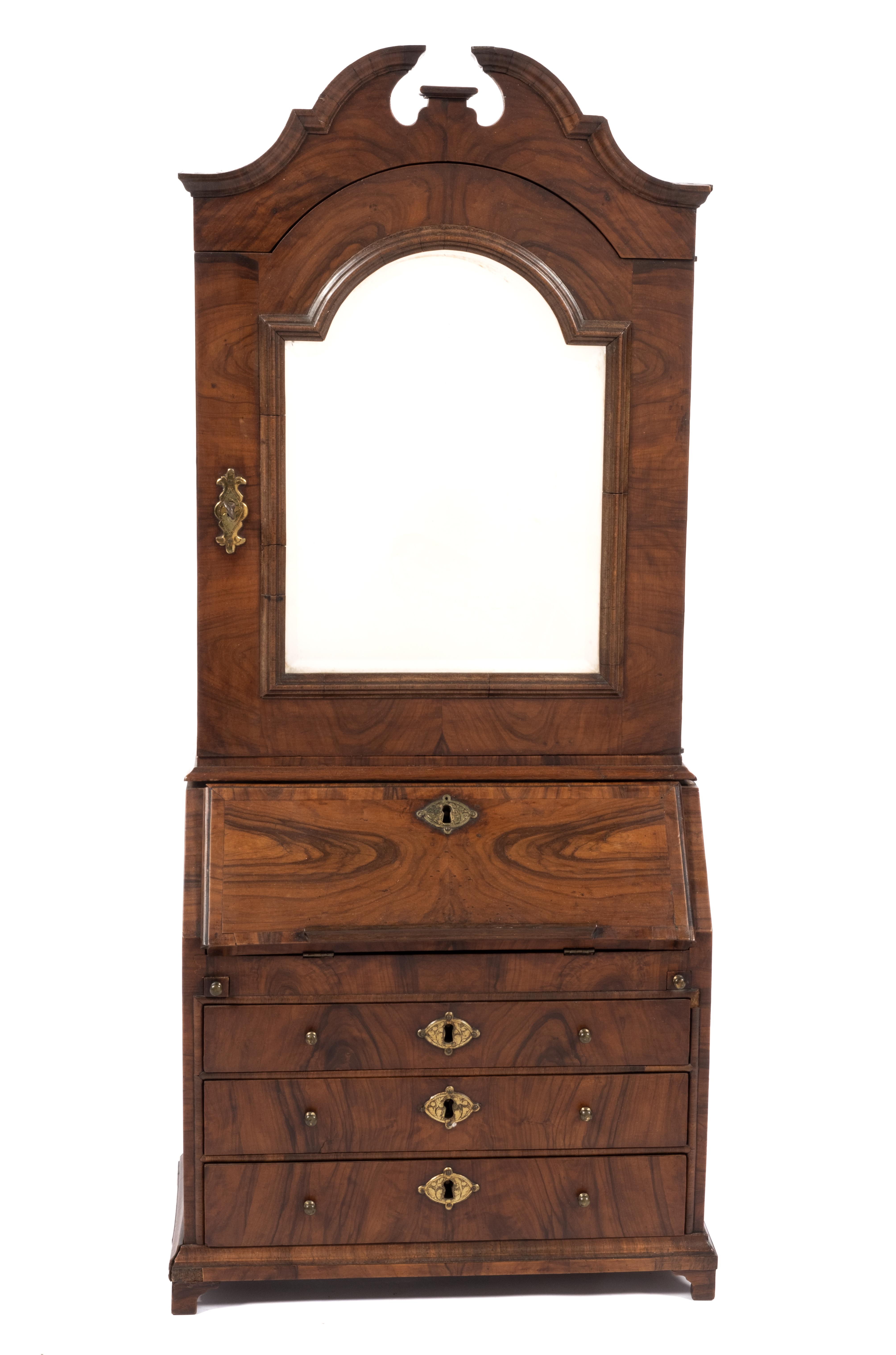 A Dutch ormolu-mounted olivewood miniature bureau cabinet