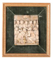 A Malines carved and parcel-gilt alabaster relief 'The Last Supper'