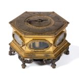 A Polish gilt-bronze and brass horizontal table clock