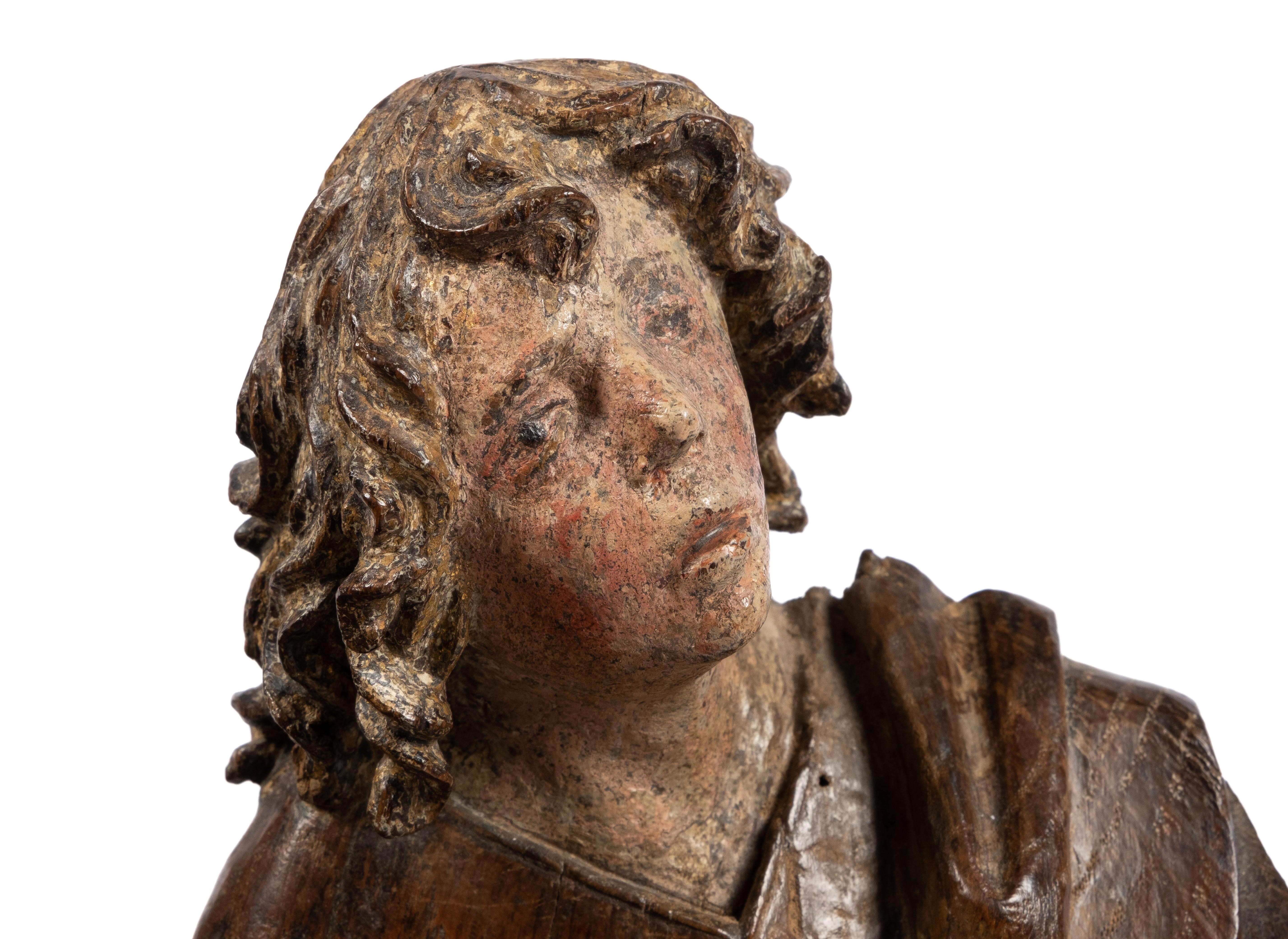 A Flemish carved and polychrome painted oak group of the Swooning of the Virgin - Image 7 of 7