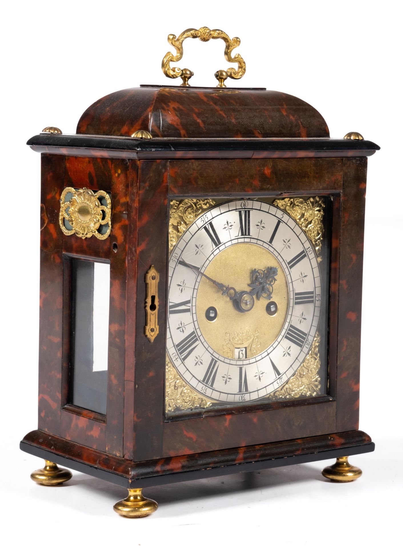 An English brass-mounted tortoiseshell bracket clock - Image 2 of 5