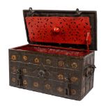 A German polychrome-painted wrought-iron Armada chest
