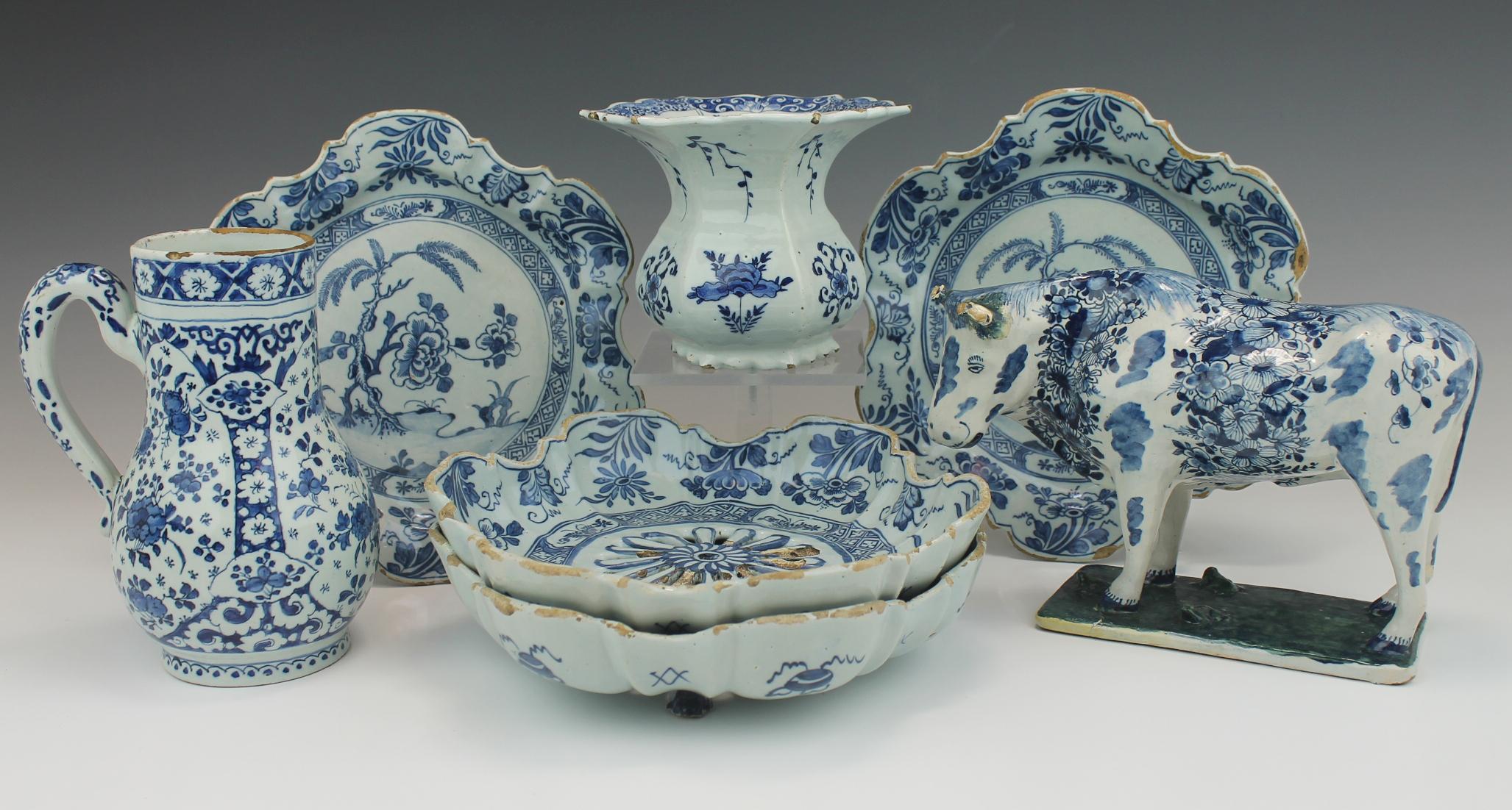 A group of Dutch Delft pottery including a rare bull - Image 8 of 34