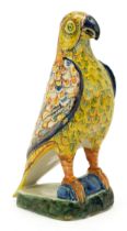 A Dutch polychrome Delft model of a parrot