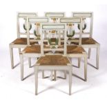 A set of six Empire polychrome-painted dining chairs