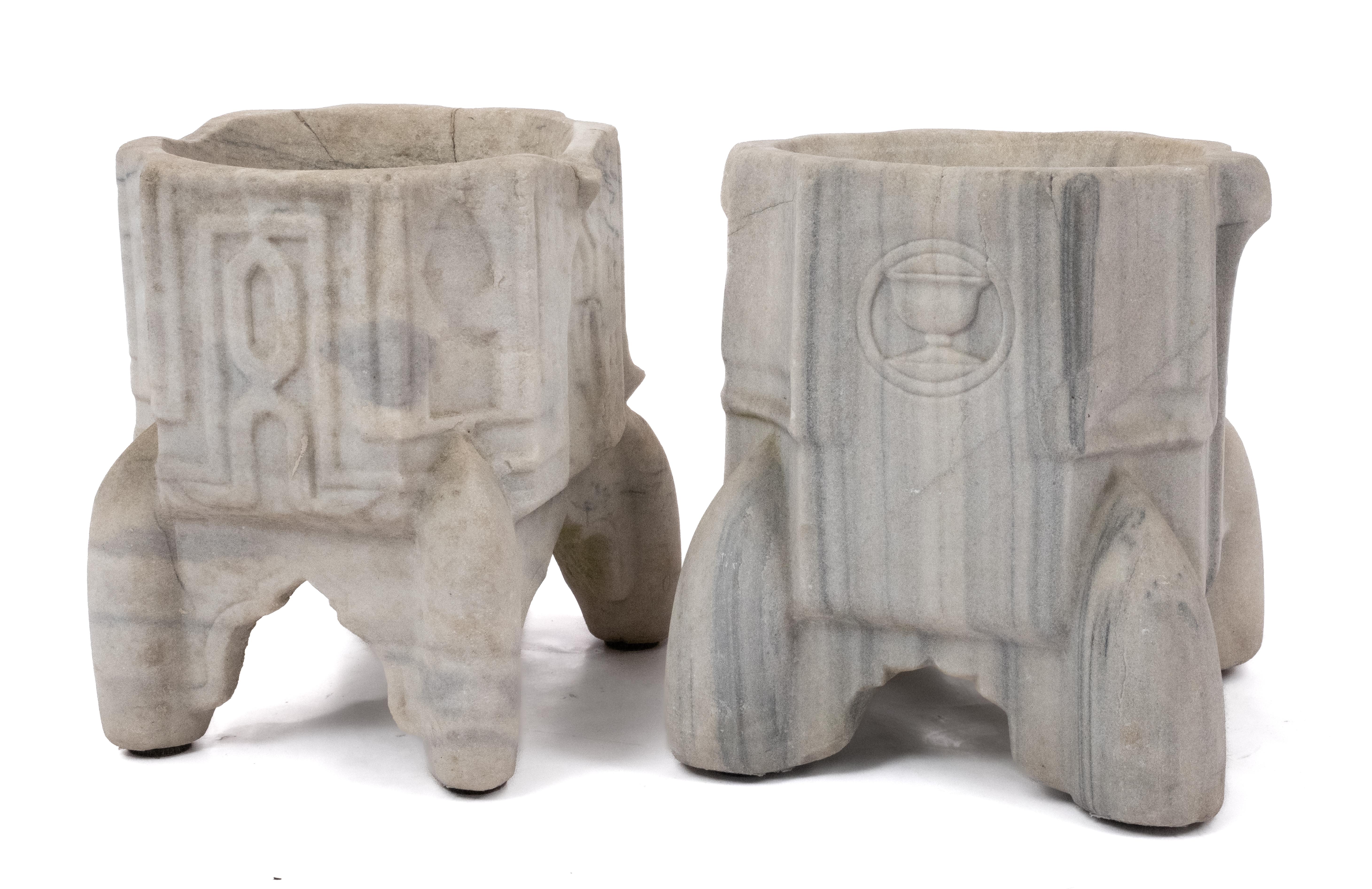 Two Fatimid marble jar stands (kilgas) - Image 3 of 4