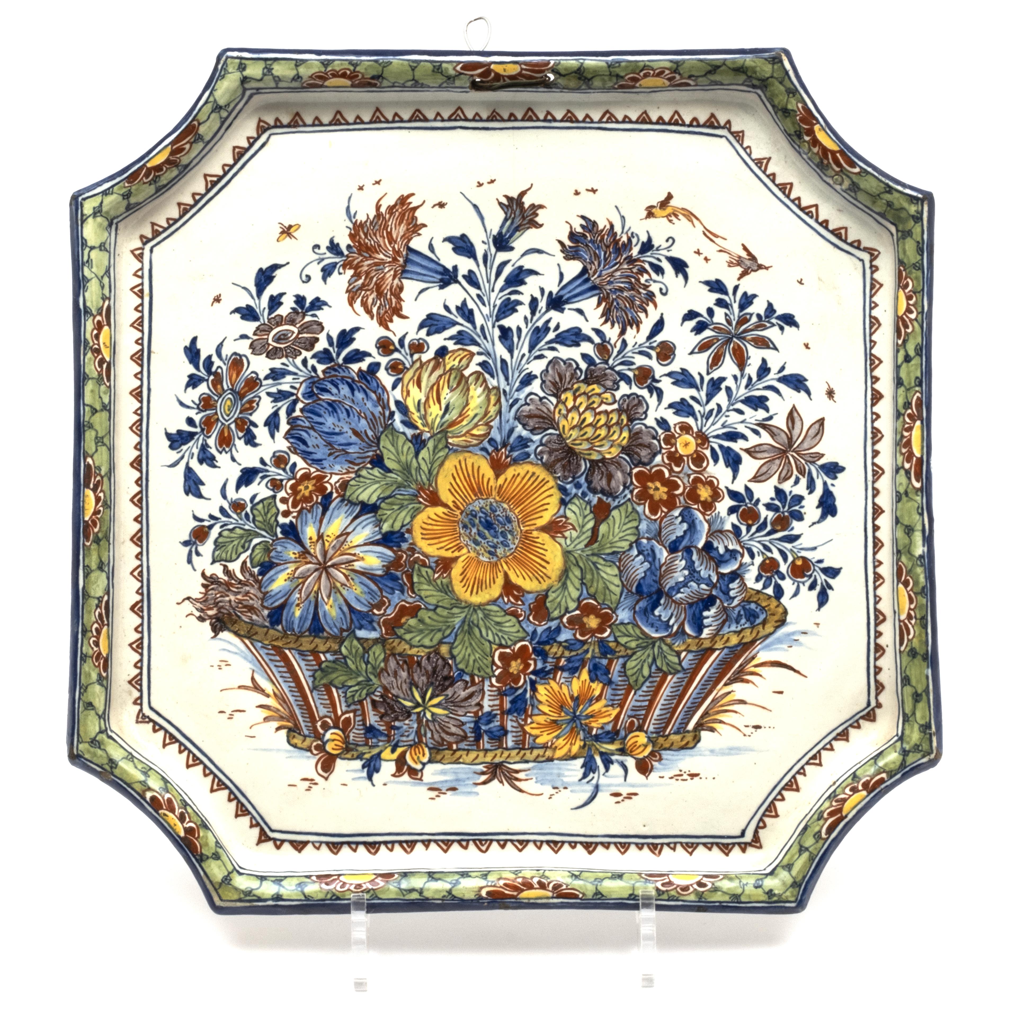 A rectangular Delft polychrome pottery plaque